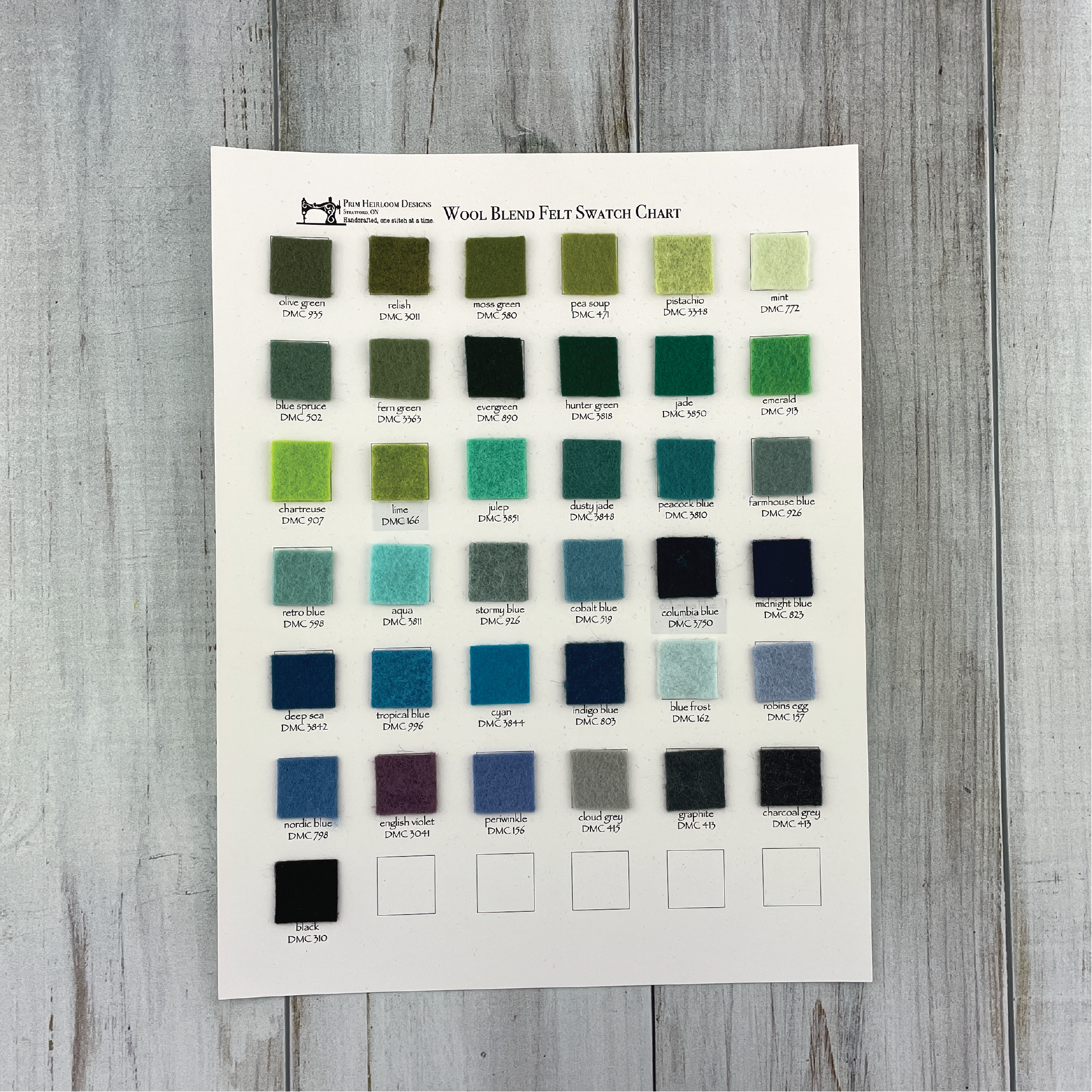 Wool Blend Felt Sheets Swatch Cards – Prim Heirloom Designs